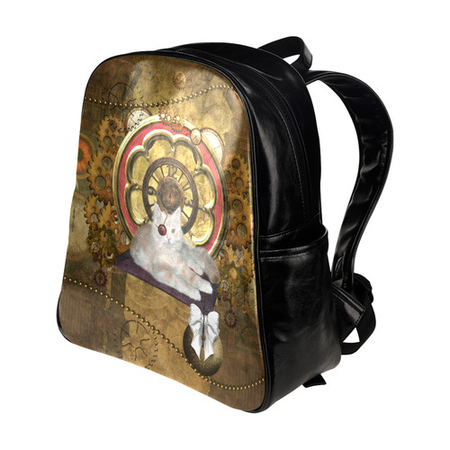 Steampunk, awseome cat clacks and gears Multi-Pockets Backpack (Model 1636)