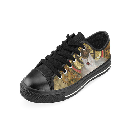 Steampunk, awseome cat clacks and gears Men's Classic Canvas Shoes (Model 018)