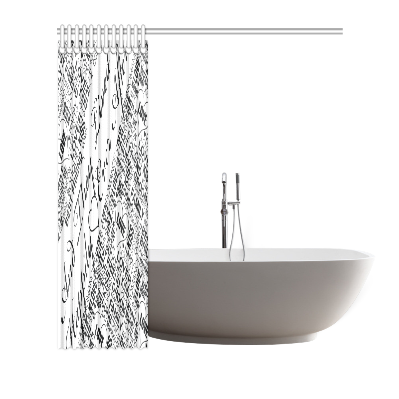 Wedding Gift Shower Wedding Words Print Shower Curtain 72"x72" ID