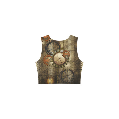 Steampunk, wonderful noble desig, clocks and gears Thea Sleeveless Skater Dress(Model D19)