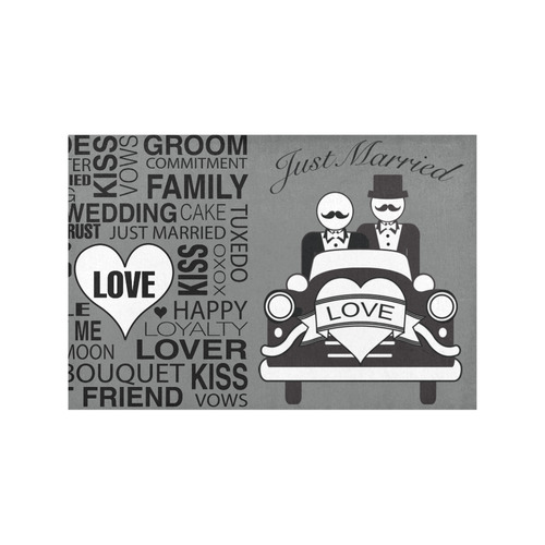 Wedding Gift Placemat Set Just Married Mr. Lgbt Print Dk. Grey Placemat 12’’ x 18’’ (Set of 2)