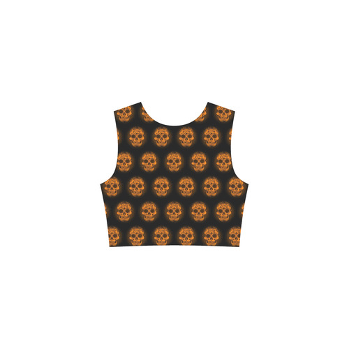 Sugarskull Pattern, orange by JamColors Tethys Half-Sleeve Skater Dress(Model D20)