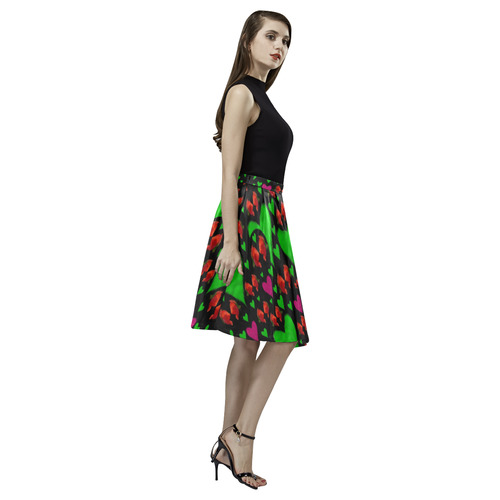 love hearts and roses Melete Pleated Midi Skirt (Model D15)