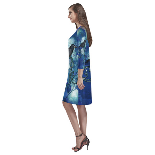 The crow with wonderful  flowers Rhea Loose Round Neck Dress(Model D22)