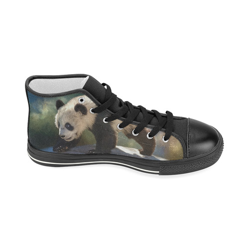 A cute painted panda bear baby Women's Classic High Top Canvas Shoes (Model 017)