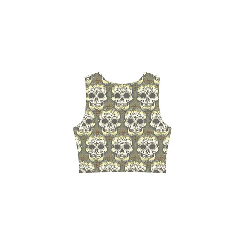 new skull allover pattern 05F by JamColors Thea Sleeveless Skater Dress(Model D19)