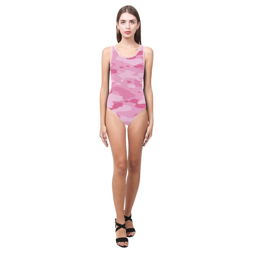 Pink Camo Vest One Piece Swimsuit (Model S04)