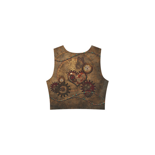 Steampunk, noble design clocks and gears Thea Sleeveless Skater Dress(Model D19)