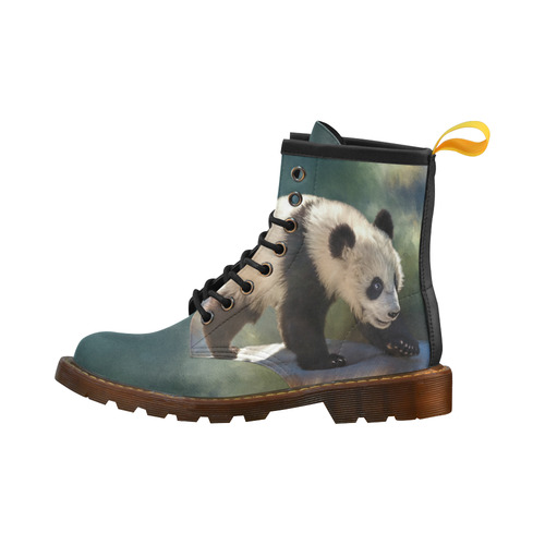 A cute painted panda bear baby High Grade PU Leather Martin Boots For Men Model 402H