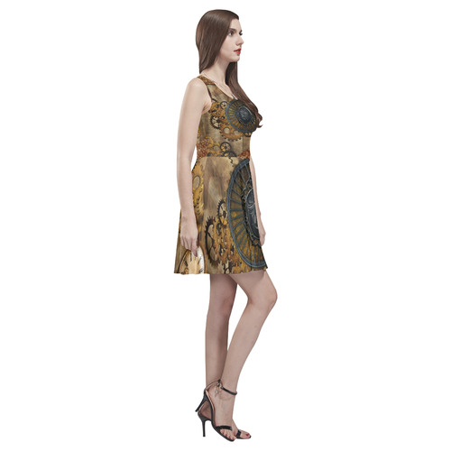 Steampunk, elegant, noble design Thea Sleeveless Skater Dress(Model D19)