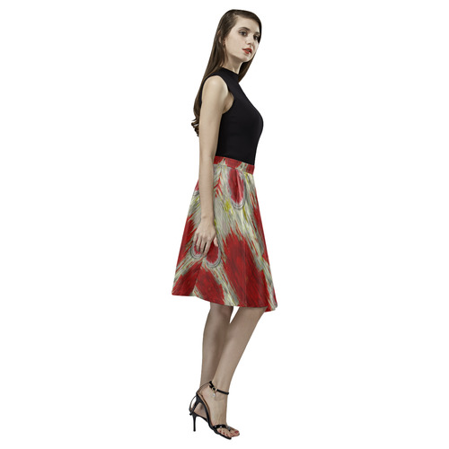 paint on water falls in peace and calm Melete Pleated Midi Skirt (Model D15)
