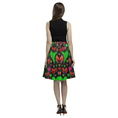 love hearts and roses Melete Pleated Midi Skirt (Model D15)