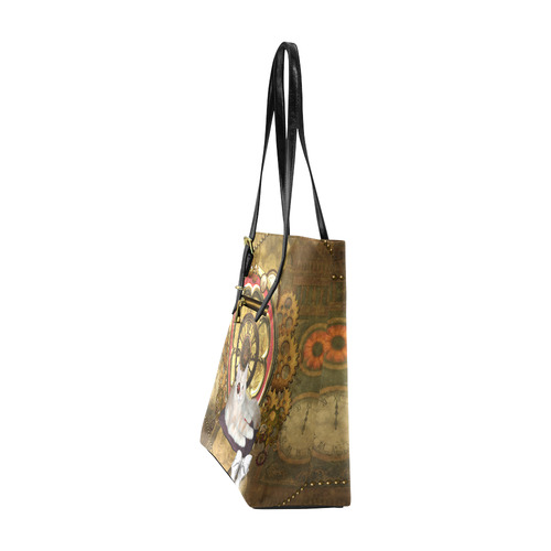 Steampunk, awseome cat clacks and gears Euramerican Tote Bag/Small (Model 1655)