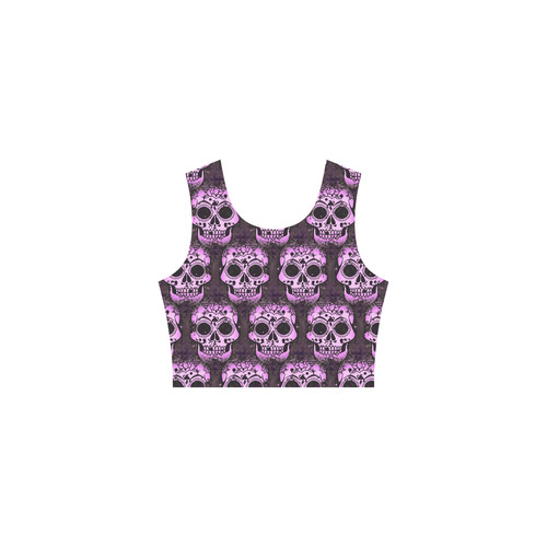 new skull allover pattern 05A by JamColors Thea Sleeveless Skater Dress(Model D19)