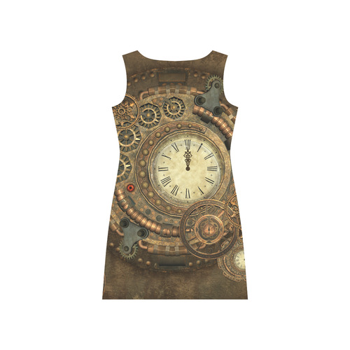 Steampunk, awesome clockwork Rhea Loose Round Neck Dress(Model D22)