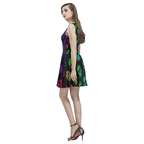 new skull allover pattern  04G by JamColors Thea Sleeveless Skater Dress(Model D19)