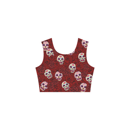 Rose Sugar Skull Tethys Half-Sleeve Skater Dress(Model D20)