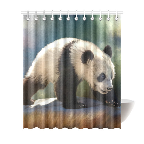 A cute painted panda bear baby Shower Curtain 72"x84"