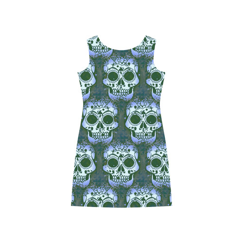 new skull allover pattern 05D by JamColors Rhea Loose Round Neck Dress(Model D22)