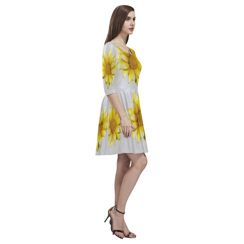 Yellow Flower, floral photography Tethys Half-Sleeve Skater Dress(Model D20)