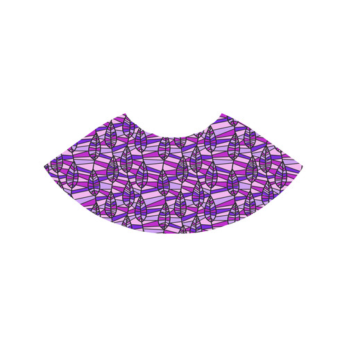 Purple Leaves Mosaic Melete Pleated Midi Skirt (Model D15)