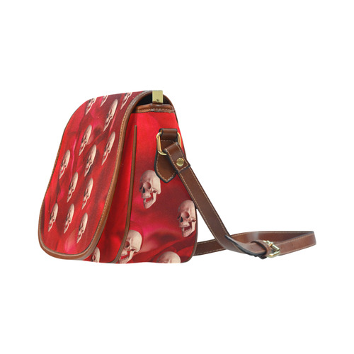 Funny Skull and Red Rose Saddle Bag/Large (Model 1649)