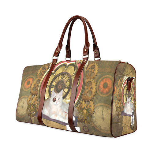 Steampunk, awseome cat clacks and gears Waterproof Travel Bag/Small (Model 1639)