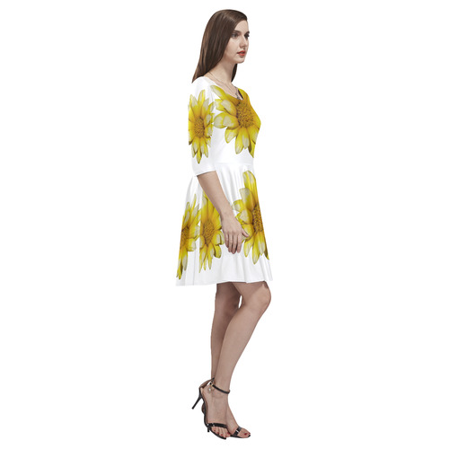 Yellow Flower, floral photography Tethys Half-Sleeve Skater Dress(Model D20)