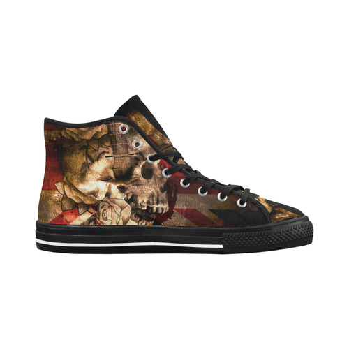 Grunge Skull and British Flag Vancouver H Women's Canvas Shoes (1013-1)