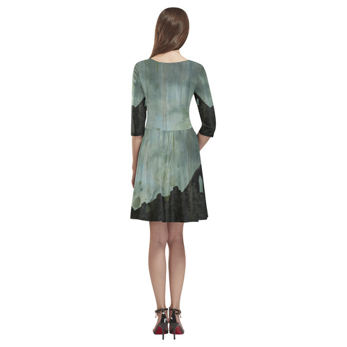 Celtic ruins, photo and watercolor, spooky horror Tethys Half-Sleeve Skater Dress(Model D20)