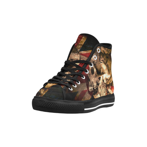 Grunge Skull and British Flag Vancouver H Women's Canvas Shoes (1013-1)