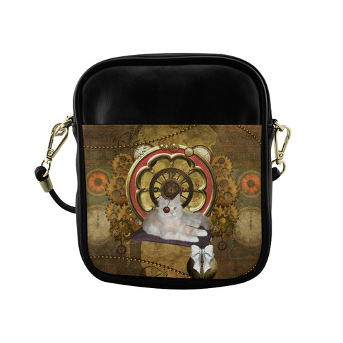Steampunk, awseome cat clacks and gears Sling Bag (Model 1627)