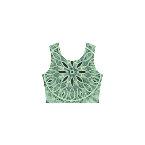 Faux Stitch & Fur mint green 3D decoration Thea Sleeveless Skater Dress(Model D19)
