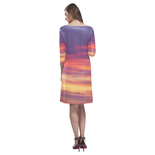 Fire in the sky photo Rhea Loose Round Neck Dress(Model D22)