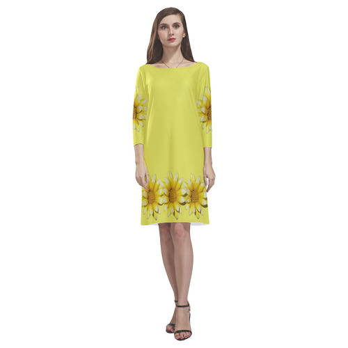 Yellow Flower, floral photography Rhea Loose Round Neck Dress(Model D22)