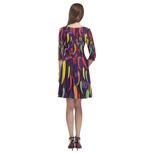 Hot peppar, chili Tethys Half-Sleeve Skater Dress(Model D20)