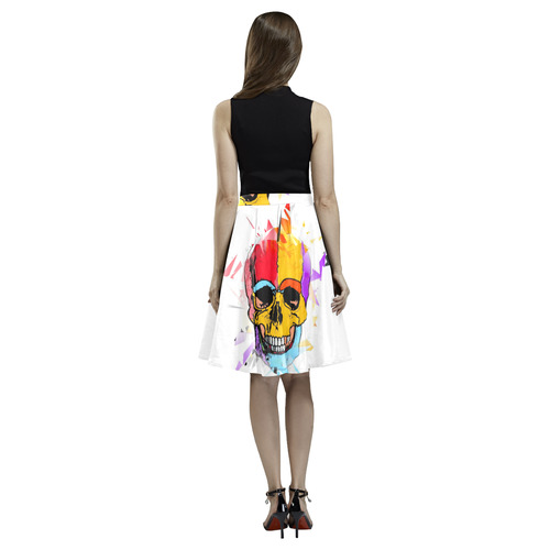 A nice Skull by Popart Lover Melete Pleated Midi Skirt (Model D15)