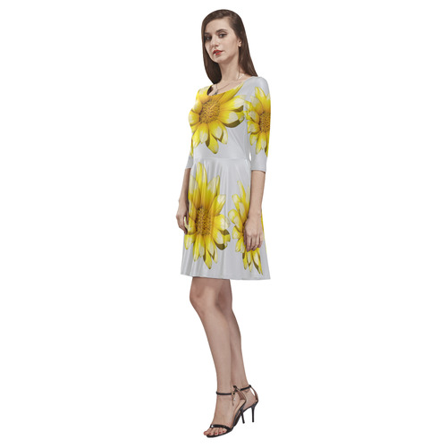 Yellow Flower, floral photography Tethys Half-Sleeve Skater Dress(Model D20)