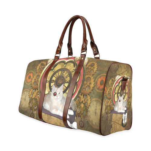 Steampunk, awseome cat clacks and gears Waterproof Travel Bag/Small (Model 1639)