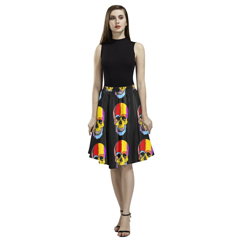 Bunt Skull by Popart Lover Melete Pleated Midi Skirt (Model D15)