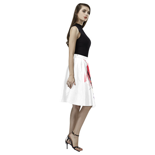 A nice Skull by Popart Lover Melete Pleated Midi Skirt (Model D15)