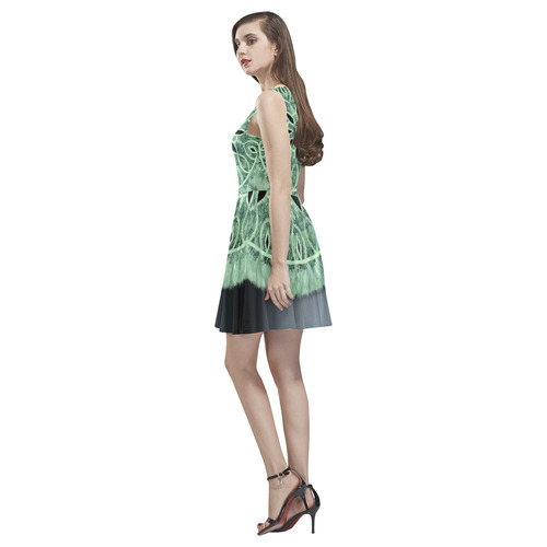 Faux Stitch & Fur mint green 3D decoration Thea Sleeveless Skater Dress(Model D19)