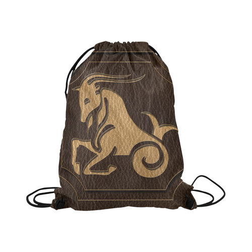 Leather-Look Zodiac Capricorn Large Drawstring Bag Model 1604 (Twin Sides)  16.5"(W) * 19.3"(H)