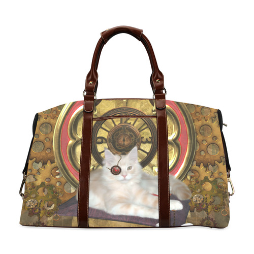 Steampunk, awseome cat clacks and gears Classic Travel Bag (Model 1643) Remake