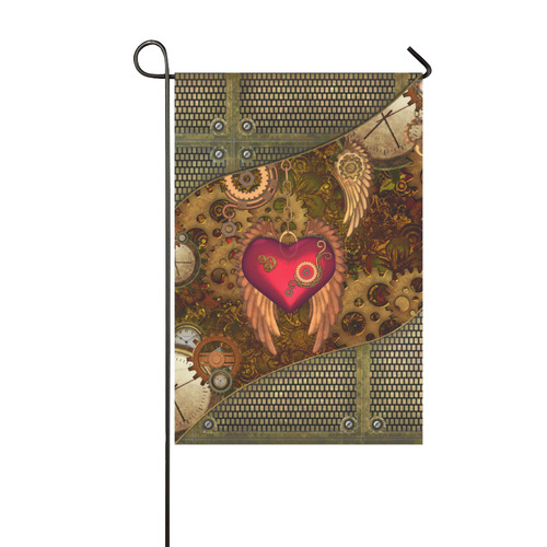 Steampunk, heart with wings Garden Flag 12‘’x18‘’（Without Flagpole）