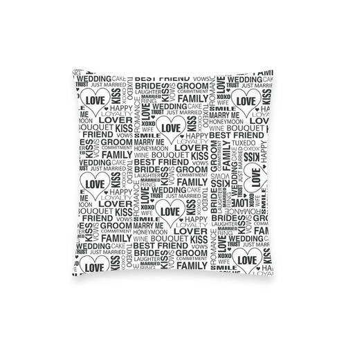 Wedding Gift Pillow Bride Groom Marriage Words Print Pillow Custom  Pillow Case 18"x18" (one side) No Zipper