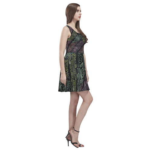 3D Psychedelic pastel Thea Sleeveless Skater Dress(Model D19)