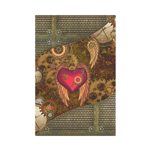 Steampunk, heart with wings Garden Flag 12‘’x18‘’（Without Flagpole）