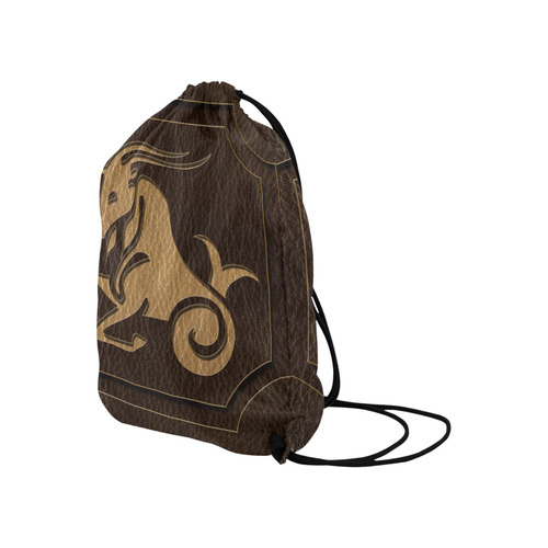 Leather-Look Zodiac Capricorn Large Drawstring Bag Model 1604 (Twin Sides)  16.5"(W) * 19.3"(H)