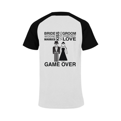 Mens Wedding T Shirt Bride Groom Game Over Baseball Shirt Men's Raglan T-shirt Big Size (USA Size) (Model T11)